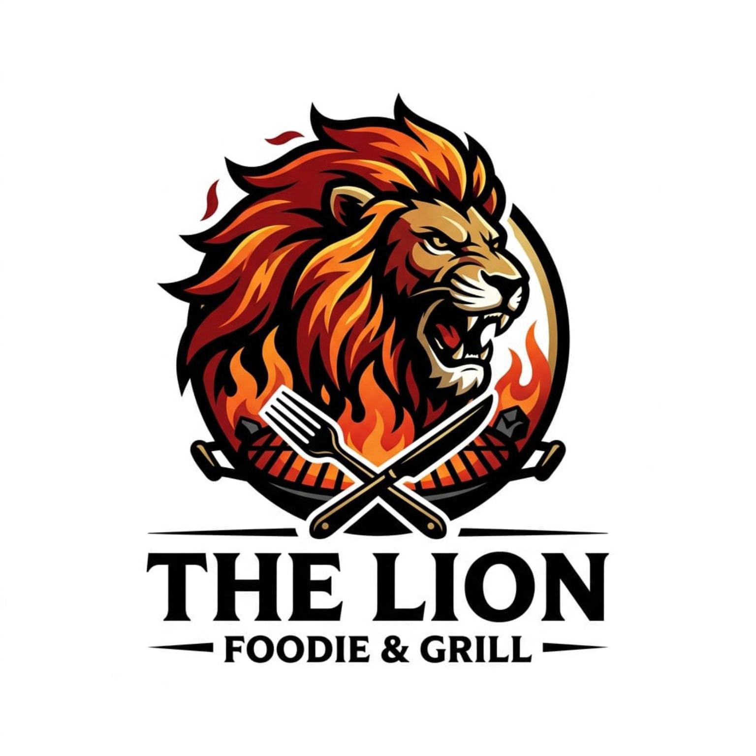 The Lion Foodie and Grill logo