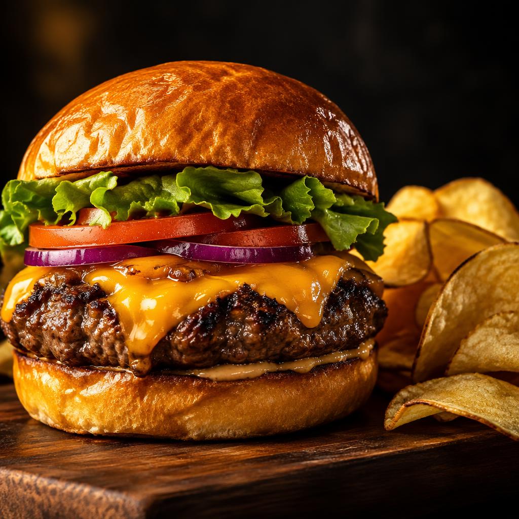 A grilled cheeseburger